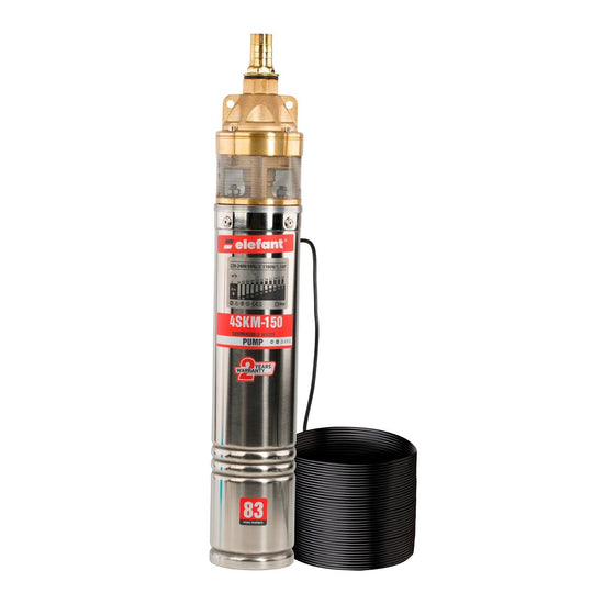 Pompa submersibila Elefant 4SKM150 1100W, 70m adancime, 95m refulare, debit 50L/min, 1”, 2850rpm, cablu 20m, inox
