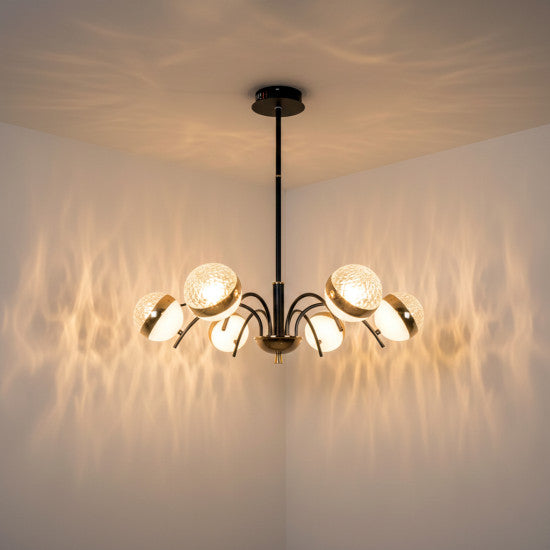 Lustra LED Hyla, 95W, 9500LM, 700x620mm, Negru+Auriu