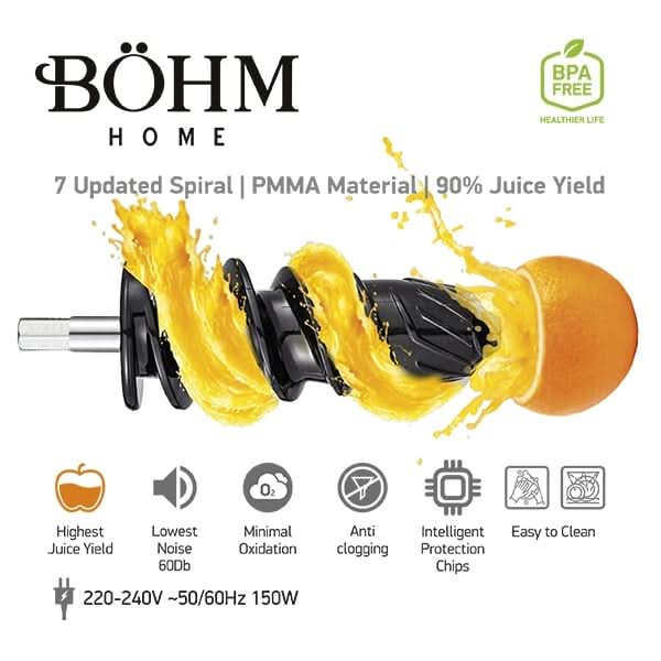 Storcator cu Presare la Rece si Razatoare Multifunctionala BÖHM BM1533SM, 150W, fara BPA