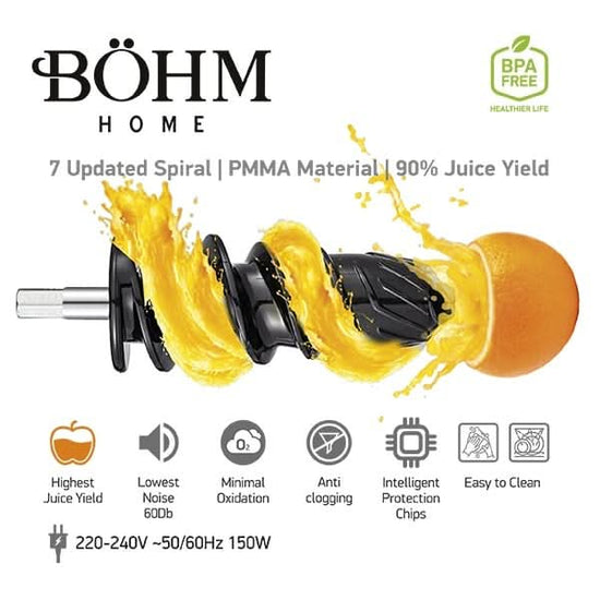 Storcator cu Presare la Rece si Razatoare Multifunctionala BÖHM BM1533SM, 150W, fara BPA