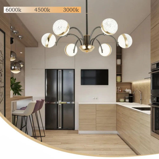 Lustra LED Hyla, 95W, 9500LM, 700x620mm, Negru+Auriu