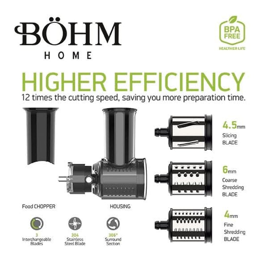 Storcator cu Presare la Rece si Razatoare Multifunctionala BÖHM BM1533SM, 150W, fara BPA