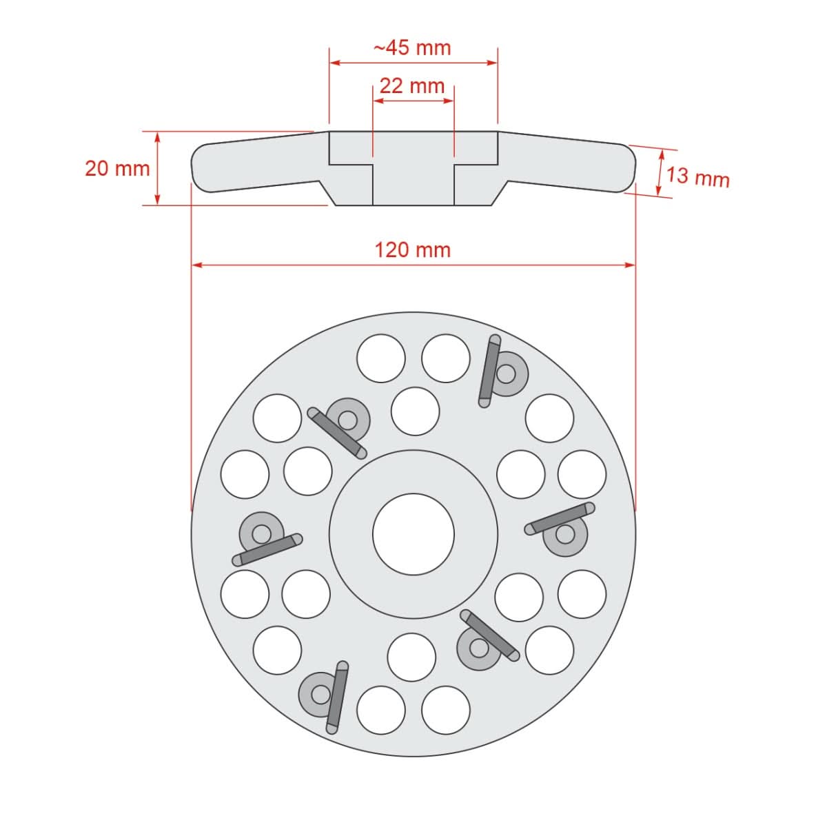 Disc abraziv cu 6 cutite pentru slefuirea copitelor