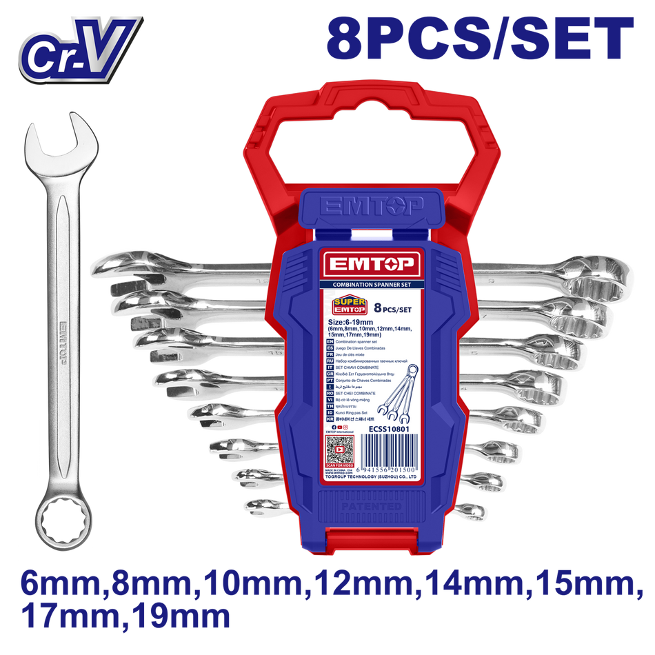 Set 8 Chei Combinate 6-19mm - ECSS10801, EMTOP