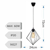 Lustra Lina, 1xE27, 60W, 72x24cm, Negru