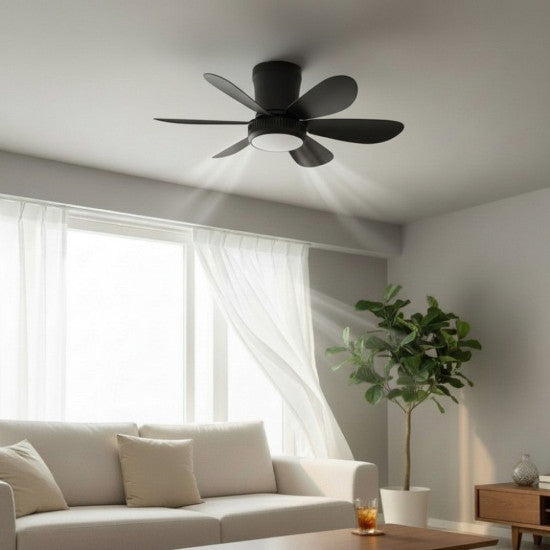Lustra LED cu Ventilator, Telecomanda IR, 13.5W, 420mm, Neagra