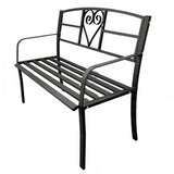 Banca metalica pentru gradina VivaTechnix VMD-1049, 121x55x98 cm, negru mat, max. 180 kg