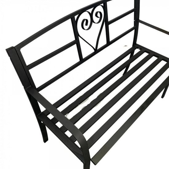 Banca metalica pentru gradina VivaTechnix VMD-1049, 121x55x98 cm, negru mat, max. 180 kg