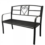 Banca metalica pentru gradina VivaTechnix VMD-1049, 121x55x98 cm, negru mat, max. 180 kg