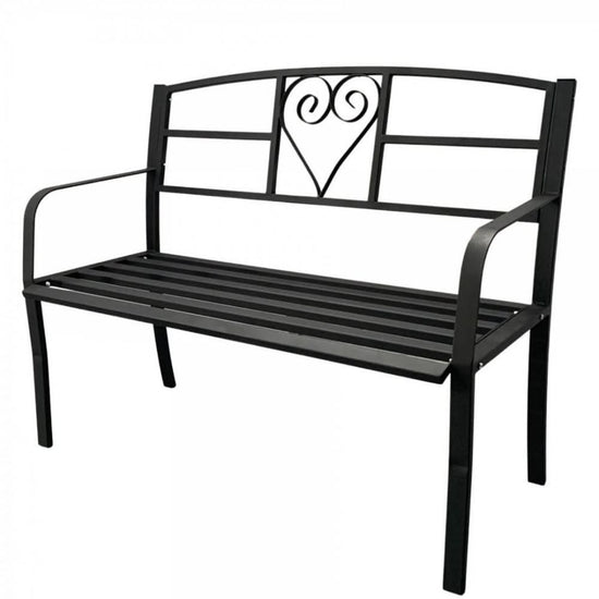 Banca metalica pentru gradina VivaTechnix VMD-1049, 121x55x98 cm, negru mat, max. 180 kg