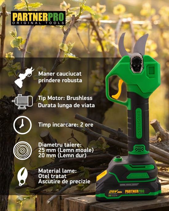 Foarfeca electrica PARTNERPRO PP-FE2A, 20V 2Ah, Brushless, 250 N