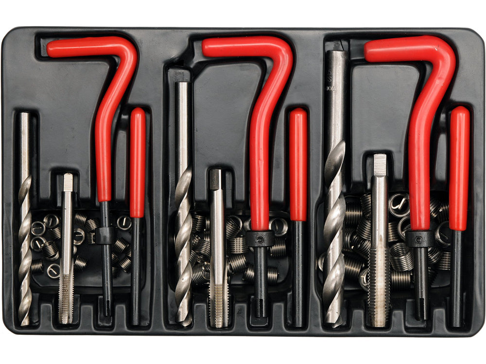 Set reparat filete M6-M10, kit profesional cu tarozi HSS 4341 si insertii spirale