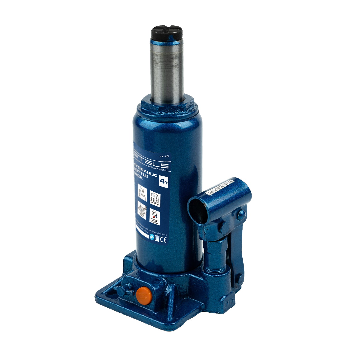 Cric hidraulic auto tip butelie Stels 4T, H 194–372 mm, cu trusa din plastic