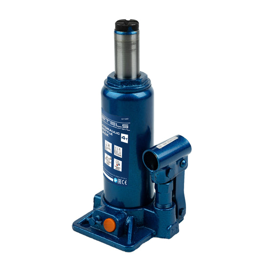 Cric hidraulic auto tip butelie Stels 4T, H 194–372 mm, cu trusa din plastic
