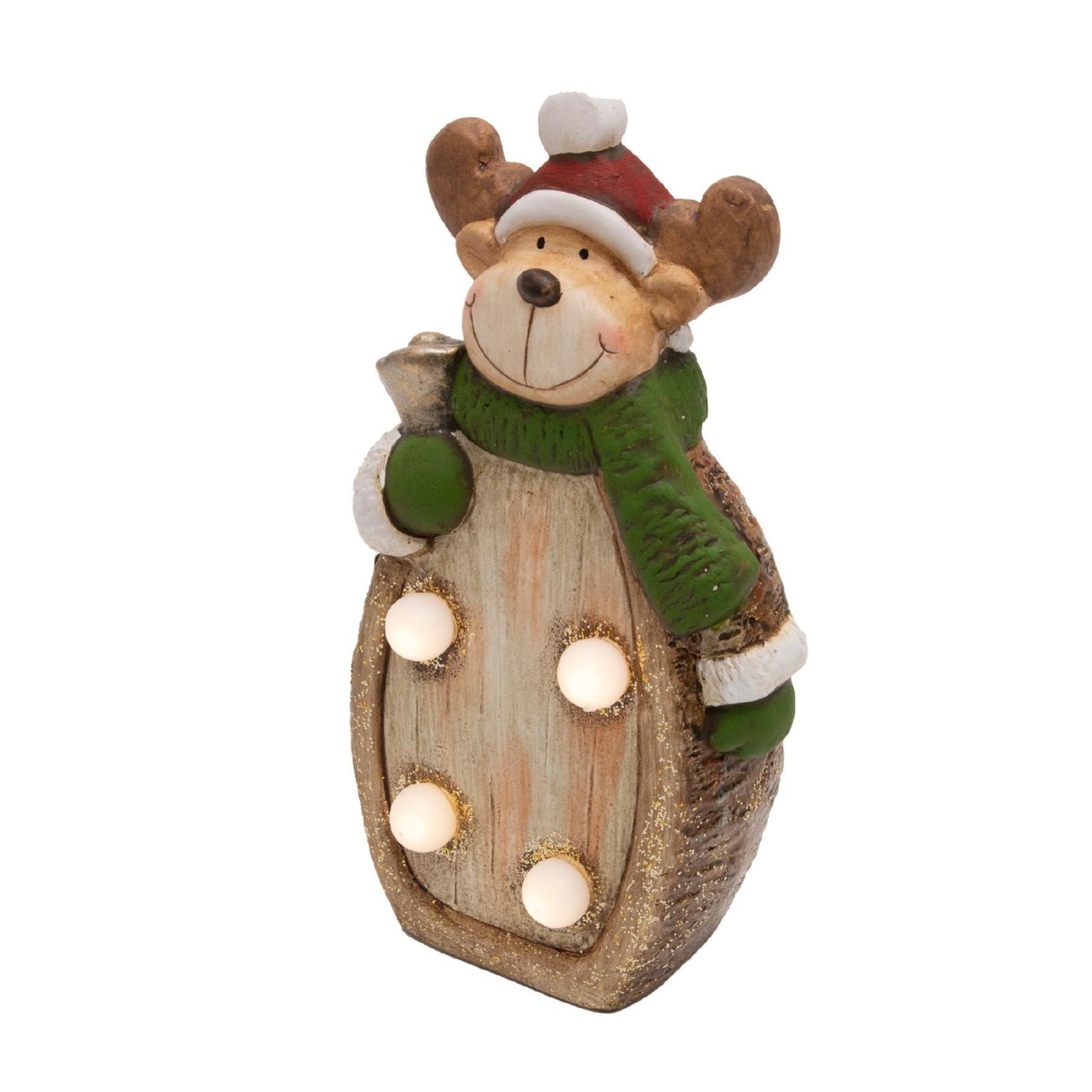 Figurina Ceramica cu Globuri EVA Iluminate, 4 LED-uri Alb Cald, Alimentare LR44, Decor Interior – KDC 17