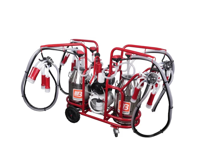 Aparat muls vaci PROFESIONAL Bartech 4 posturi, 2x30L inox, 1,1 kW, motor electric