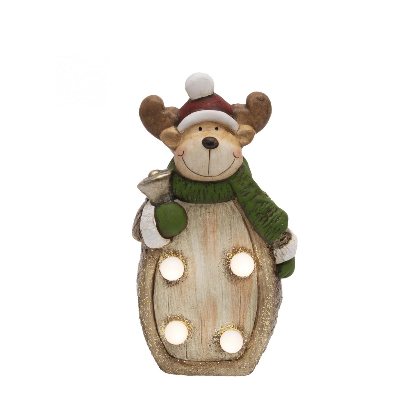 Figurina Ceramica cu Globuri EVA Iluminate, 4 LED-uri Alb Cald, Alimentare LR44, Decor Interior – KDC 17