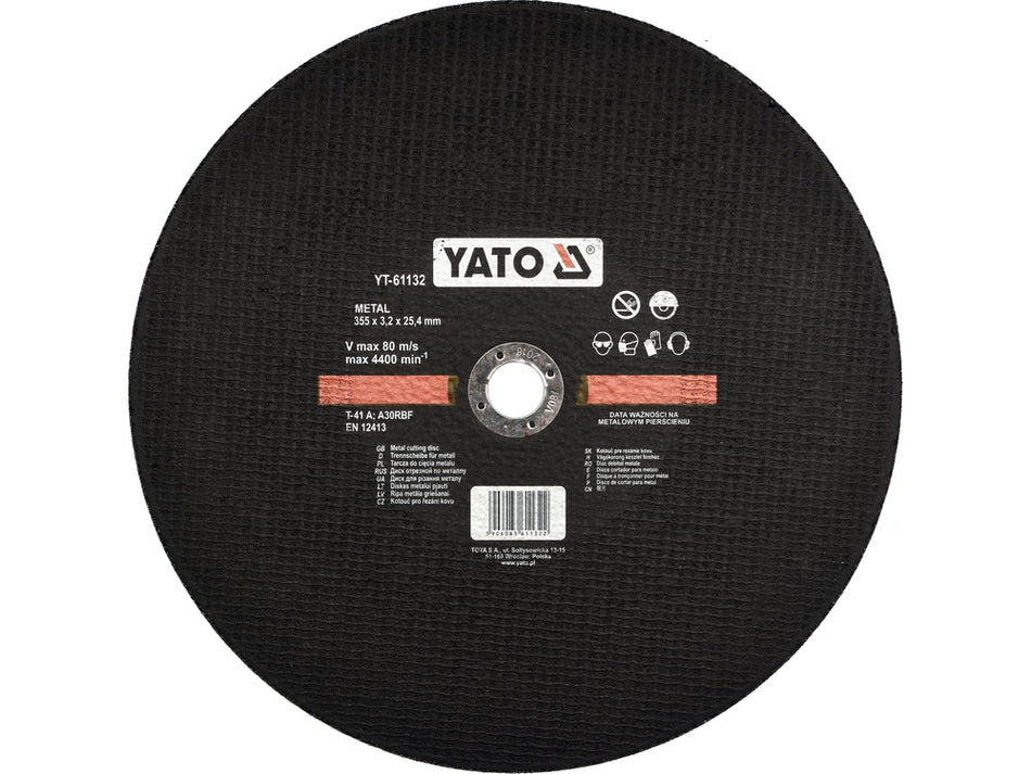 Disc corindon pentru debitat metal si otel 355x3.2x25.4 mm, compatibil YT-82180
