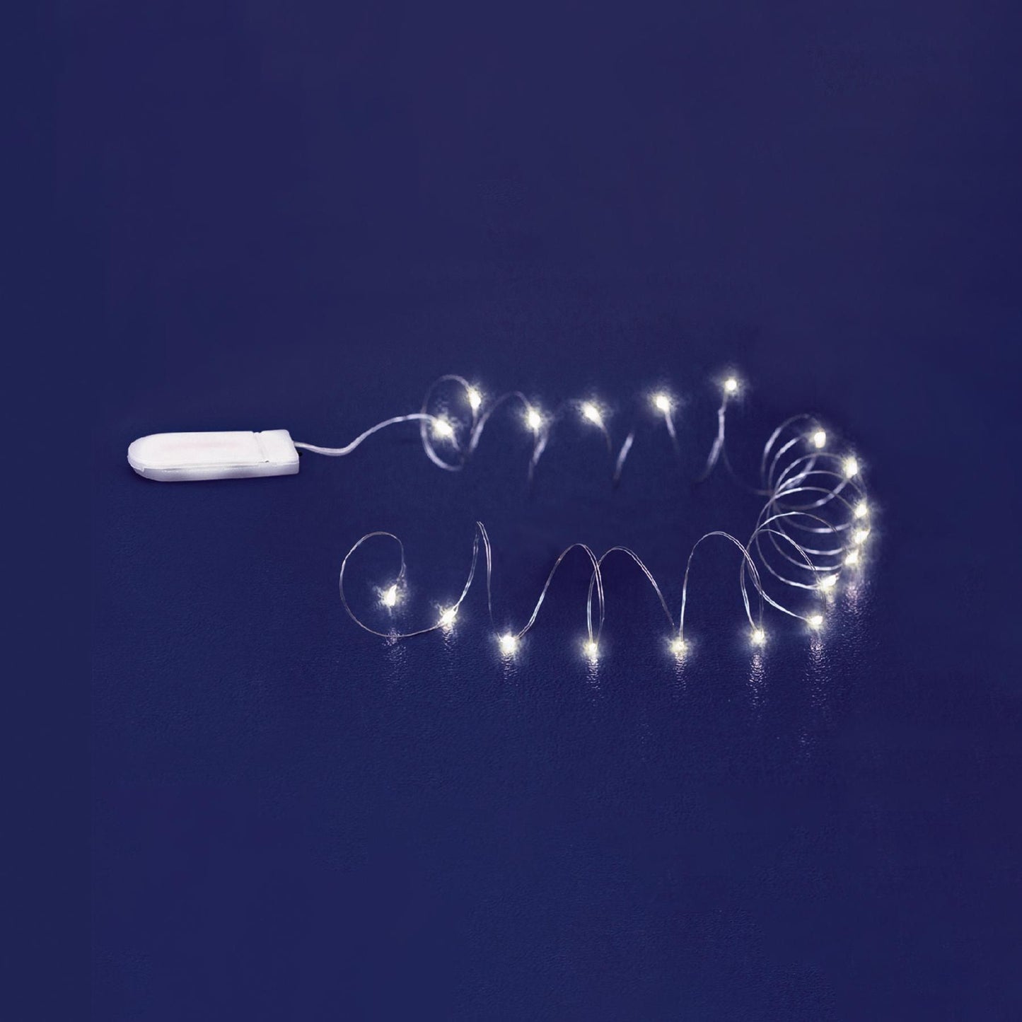 Ghirlanda microLED alb rece, 20 puncte luminoase, suport plat baterii, timer 6h/18h, lumina fixa