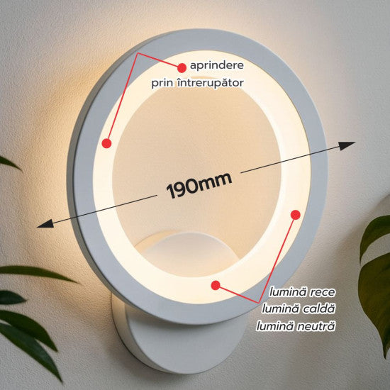 Aplica LED Cybele ajustabila, 18W, 1400 lm, 190x190x40 mm