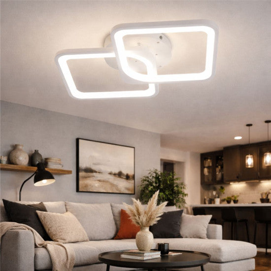 Lustra LED Patrata 50W, 2 Brate, 3 Culori, IR, 550x115 mm