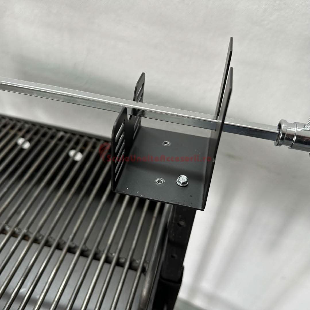 Gratar gradina Vivatechnix 80x40 cm cu rotisor electric, tabla 2 mm, rotile si picioare detasabile