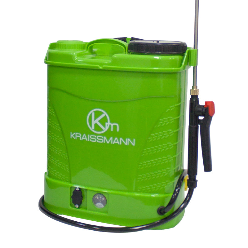 Pompa de stropit Brillo, 12L, cu baterie si manometru, lance inox si set diuze