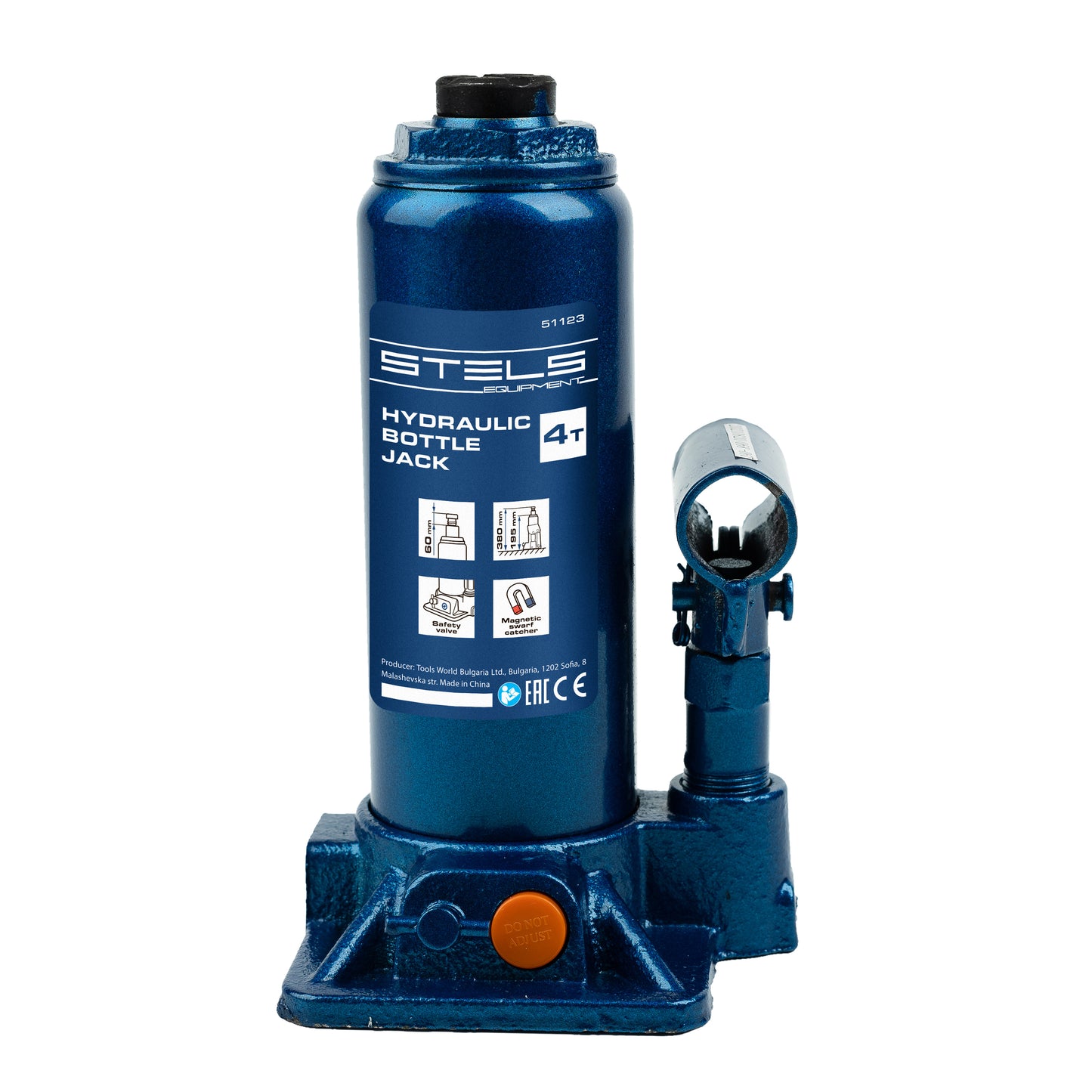 Cric hidraulic auto tip butelie Stels 4T, H 194–372 mm, cu trusa din plastic