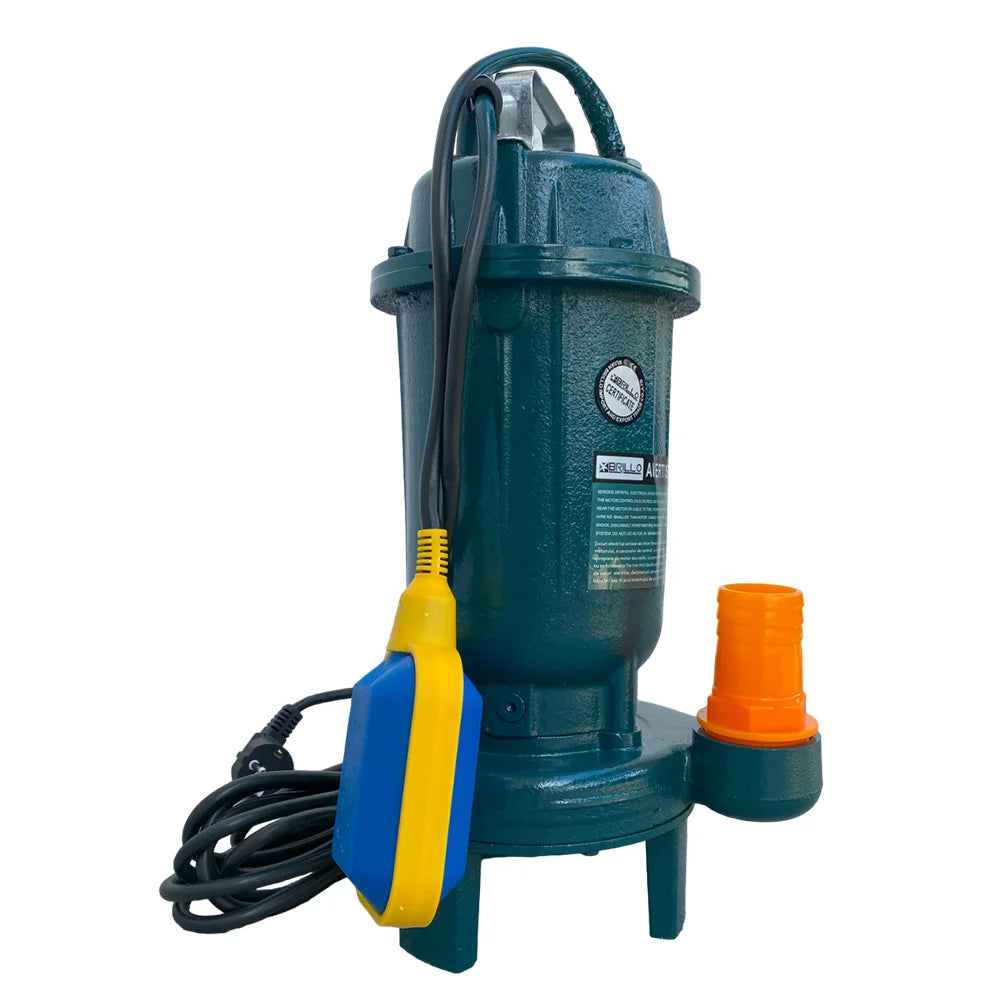 Pompa submersibila Brillo 2500W pentru apa murdara, cu tocator metalic, cutit exterior, plutitor automat, 12m refulare, 2 toli, fonta