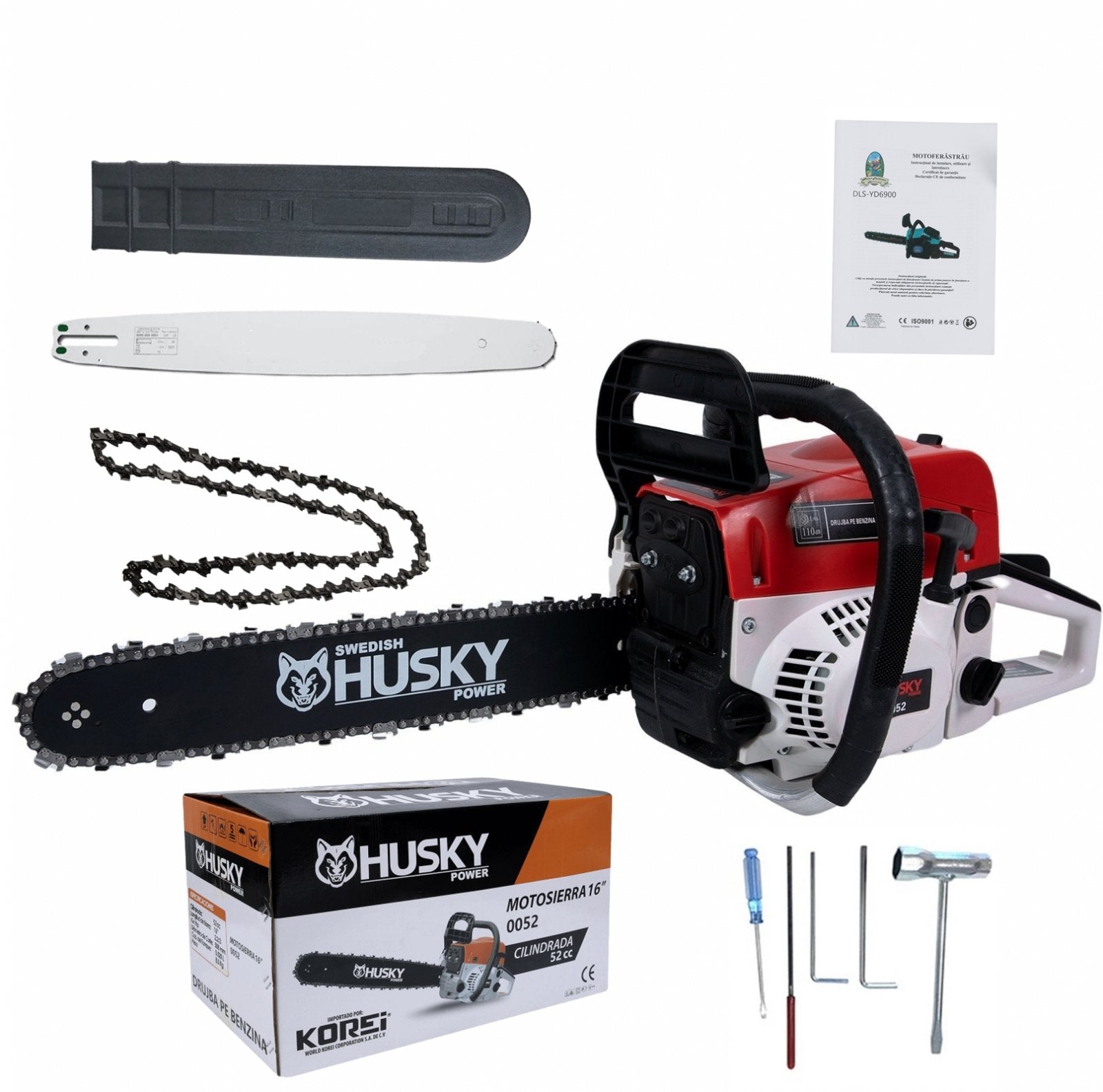 Drujba pe benzina 52cc 4CP lama 40cm motor 2T pornire manuala HUSKY 0052