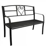Banca metalica pentru gradina VivaTechnix VMD-1049, 121x55x98 cm, negru mat, max. 180 kg