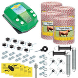 Pachet gard electric complet 4000m 7.2 Joule pentru animale domestice fir izolatori maner poarta conectori