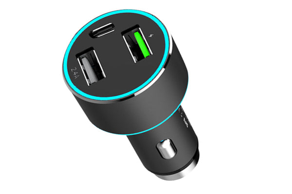 Încărcător Auto Mega Drive 02782 cu 3 Porturi USB (QC3.0, USB 2.4A, USB Type-C) - 42W