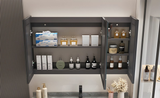 Set Baie NOVA Negru 100x50x15 cm, Oglinda LED, Lavoar Piatra Sinterizata