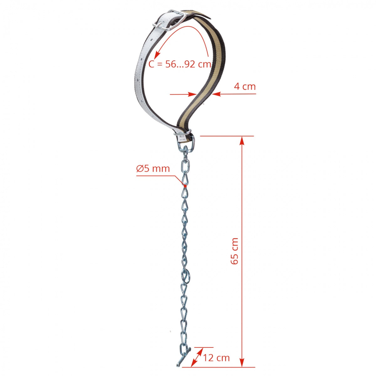 Curea universala cu lant, pentru bovine, 100 × 4 cm