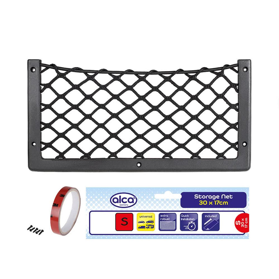 Organizator Depozitare Tip Plasă 302 x 169 mm - Cadrul Plastic Stabil, Elastic Cauciuc, Fixare Ușoară