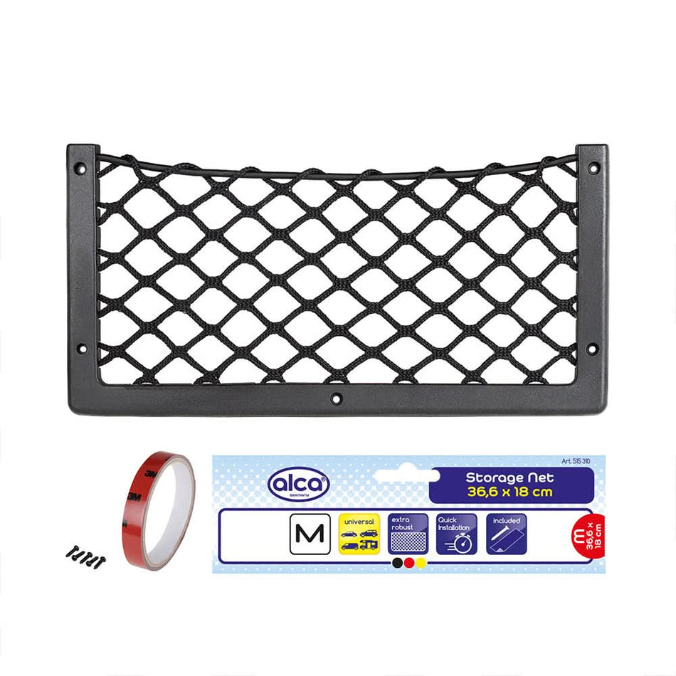 Organizator Depozitare Tip Plasă 366 x 180 mm - Cadrul Plastic Stabil, Elastic Cauciuc, Fixare Ușoară