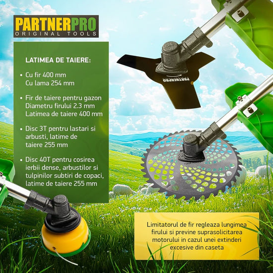 Motocoasa Benzina PartnerPro PP57, 6CP, 52cc, 2T, pentru iarba si tufis
