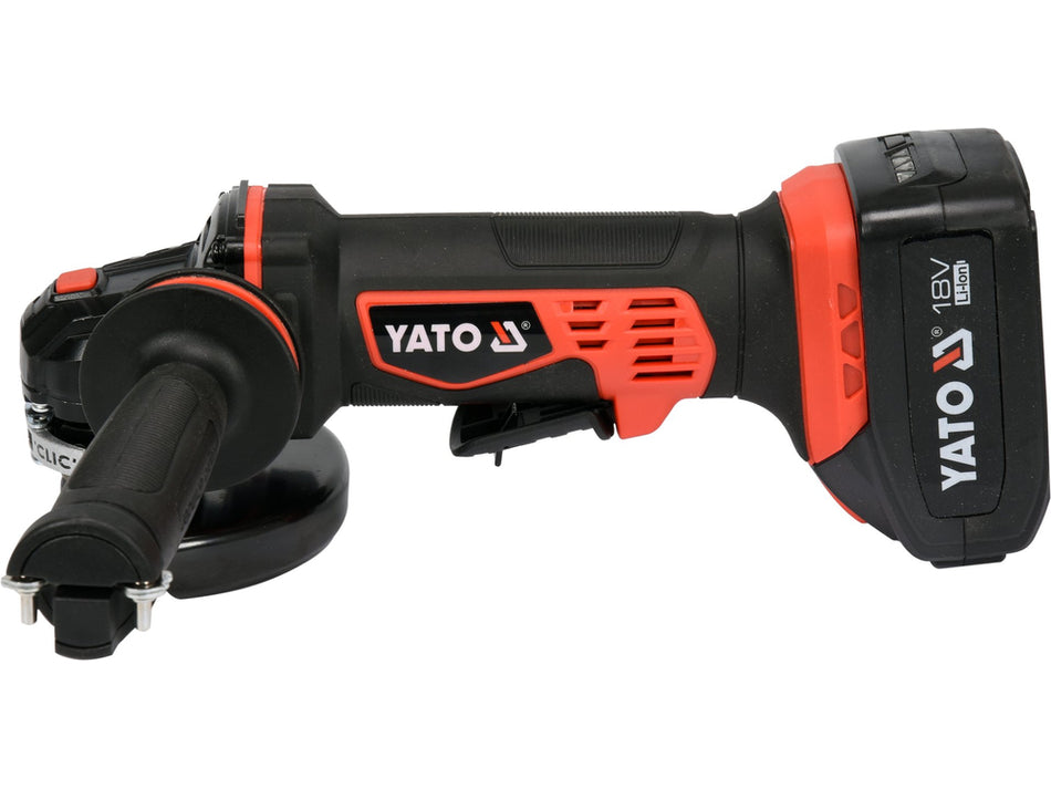 Polizor unghiular 18V, cu 2 acumulatori Li-Ion 3Ah si incarcator rapid, 10000rpm, Yato