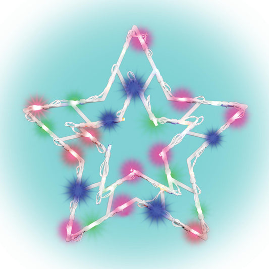 Decor fereastra LED KID 502 B/M, 35 LED-uri color, timer 6/18h, ventuze incluse, alimentare pe baterii