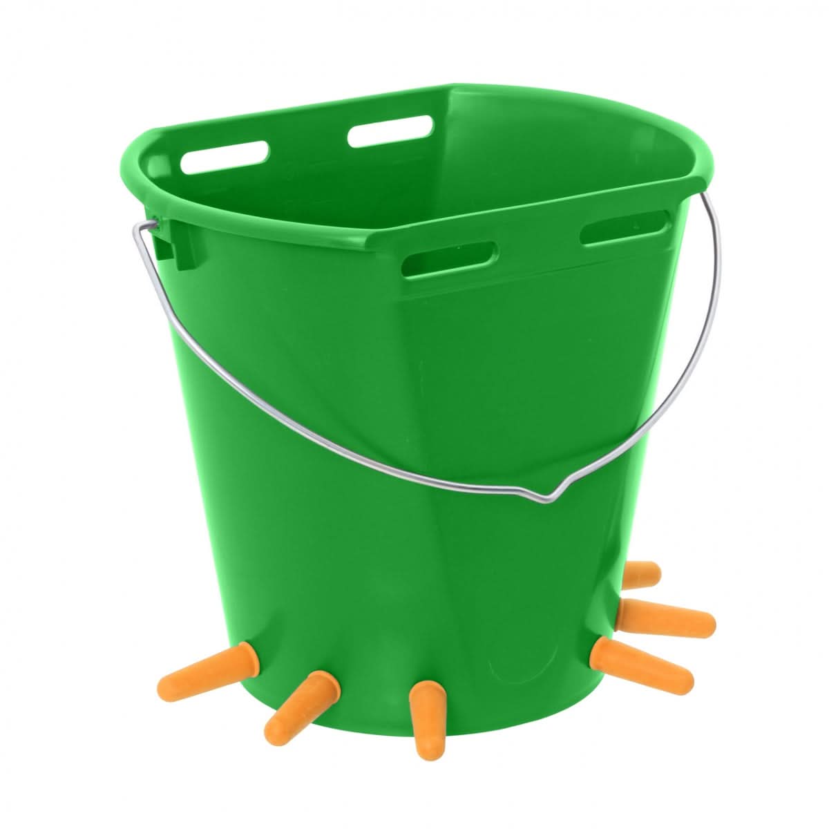 Galeata alaptare miei si iezi 8L cu 6 tetine cauciuc si ventil, fund inclinat, plastic rezistent