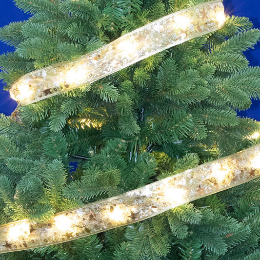 Banda LED 5m, 50 LED alb cald, 8 functii, timer 6h/18h, baterii IP44, interior exterior