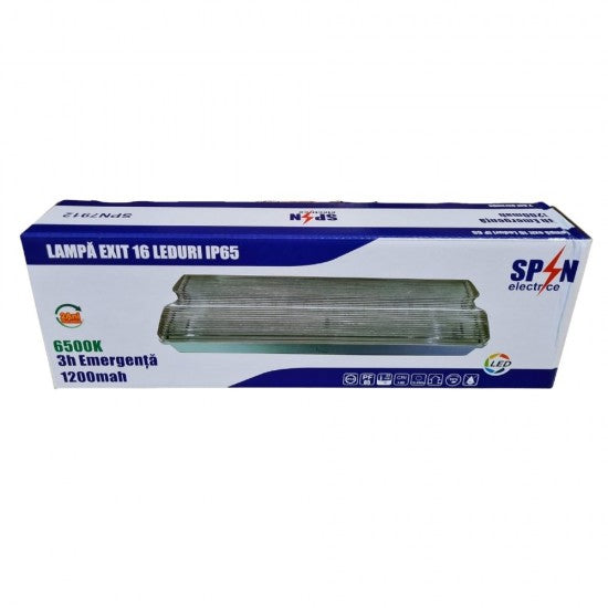 Lampa EXIT LED 16 LED-uri, IP65, 340.5x100.7x50.5 mm