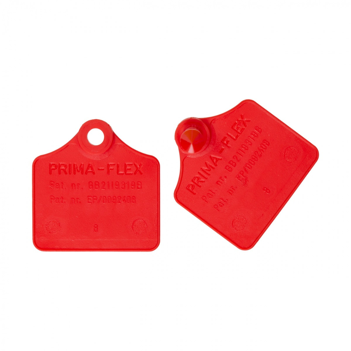 Set 25 perechi crotalii ovine Prima-Flex rosu 4.4x4.6 cm plastic rezistent