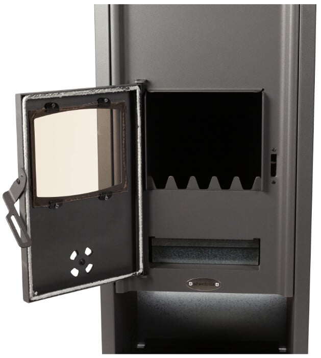 Semineu pentru incalzire centrala cu perete dublu Evotools 21.4 kW, boiler 22L, randament 77%, EcoDesign, suprafata incalzita 150 m²