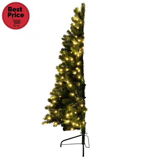 Brad Artificial cu LED Alb Cald, 150 cm, Model Slim de Perete, Ace 3D+2D, Talpa Metalica – KMF7/150