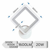 Aplica LED Hebe ajustabila, 20W, 1600 lm, 260x260x40 mm