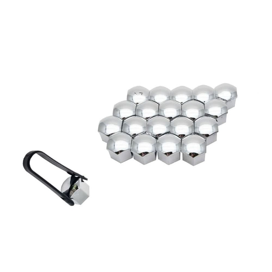 Set 20 capace pentru prezoane 21 mm, crom, cu clește pentru montaj