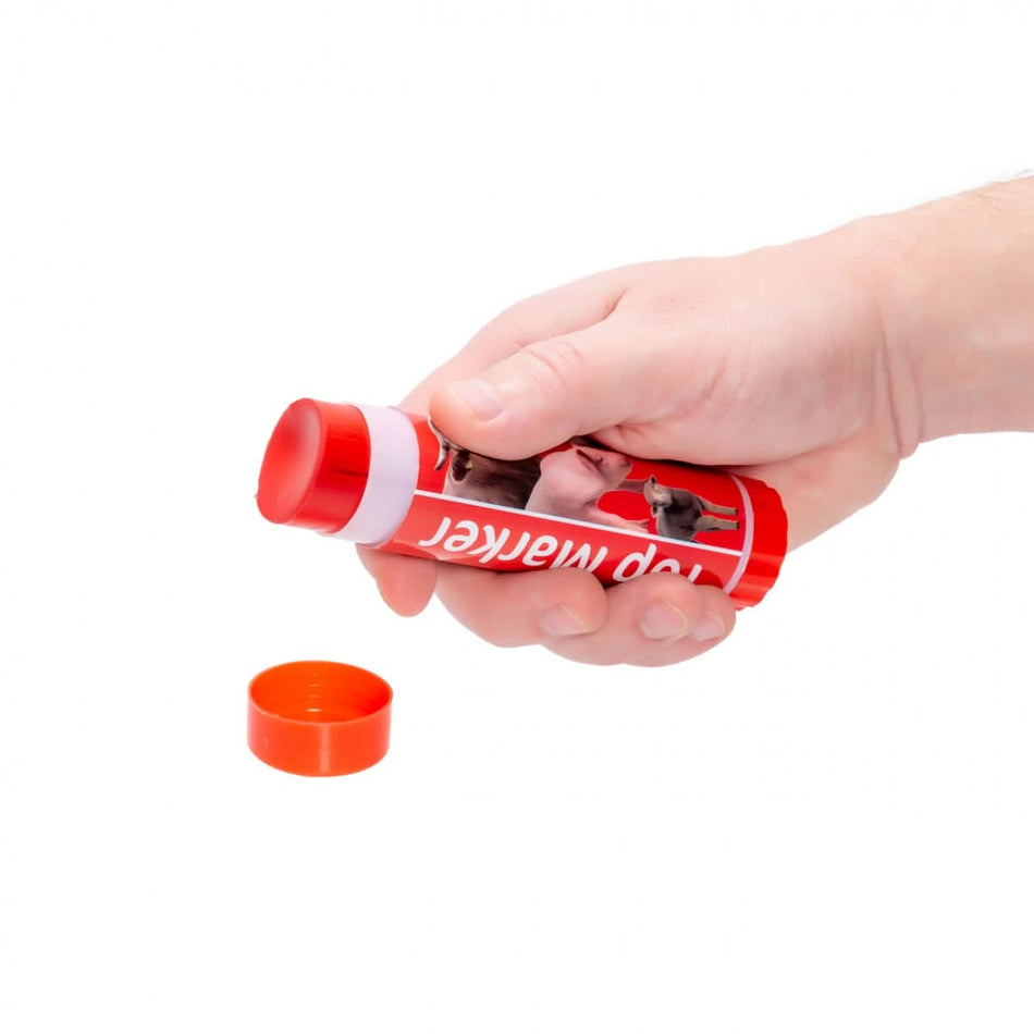 Creion rosu pentru marcarea animalelor pe termen scurt, TopMarker, 60 ml
