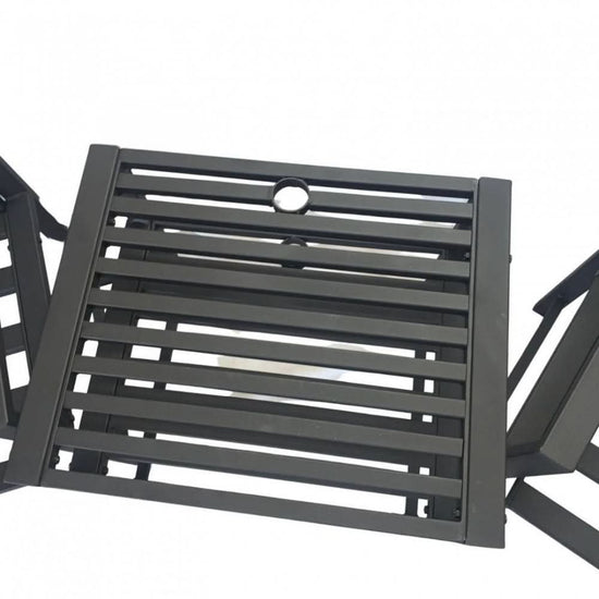 Set mobilier gradina metalic VivaTechnix VMD-1046, masa cu orificiu umbrela 42 mm + 2 scaune, profil 40x20x1.5 mm